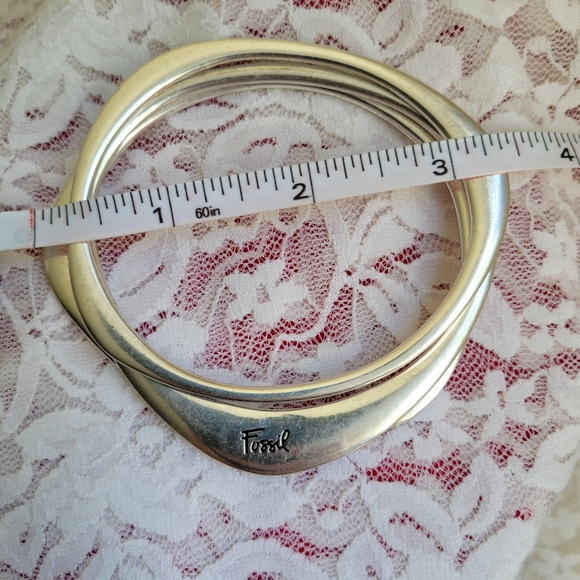 Fossil Silver Tone Bangle Set - Picture 2 of 8